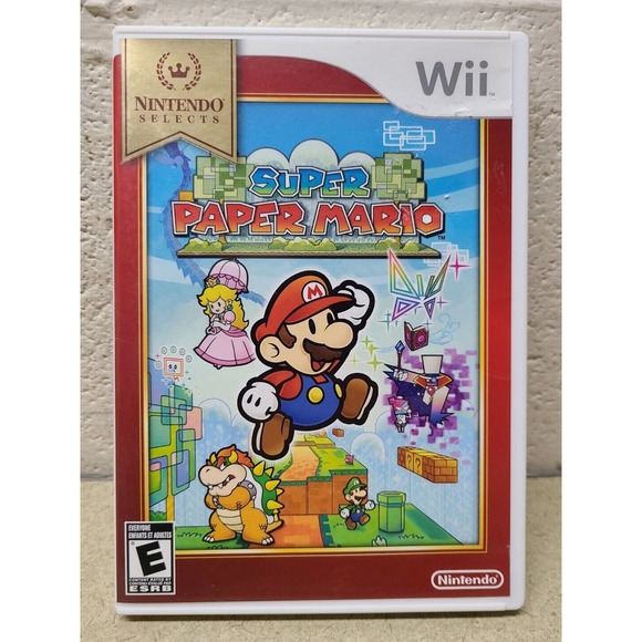 Nintendo Wii Super Paper Mario Game Complete With Manual Selects Edition Disc